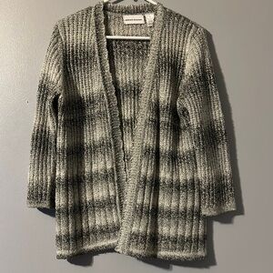 Alfred Dunner Gray Ribbed Cardigan Size Small